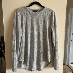 Banana Republic Gray White Striped Casual Long-Sleeve Shirt Size L